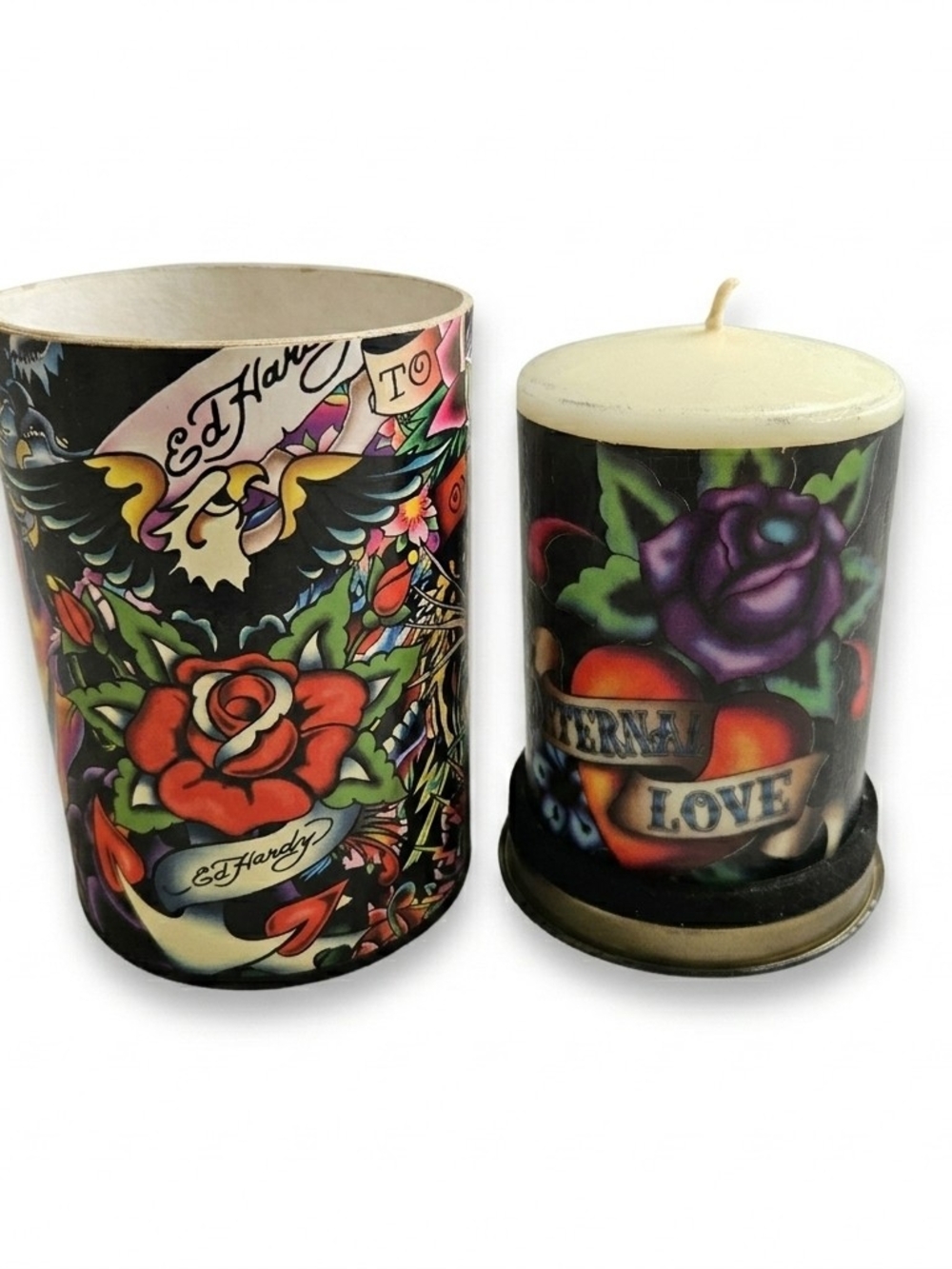Vintage Ed Hardy Christian Audigier Tattoo Art Collectible Candle Tin